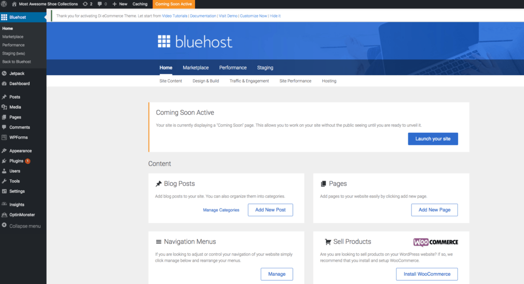 Screenshot of Bluehost Sign Up Process